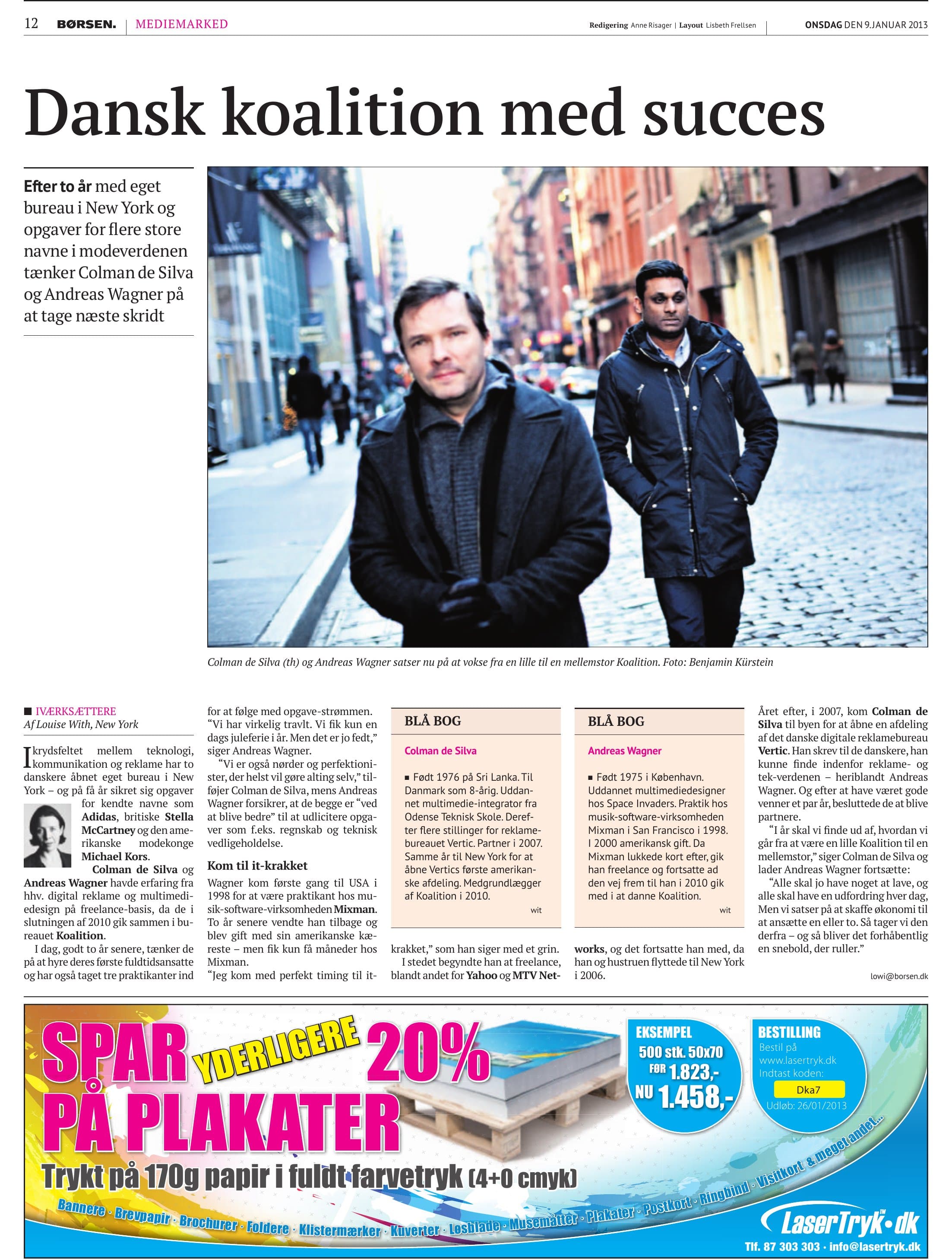 Børsen Mediemarked — Koalition profile, January 9, 2013